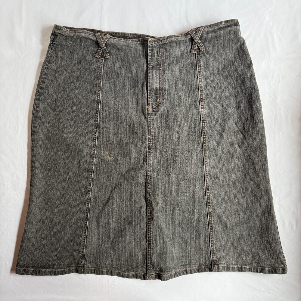 Vintage Y2K Squeeze Charcoal Denim Midi Skirt Sz 20 McBling Going Out